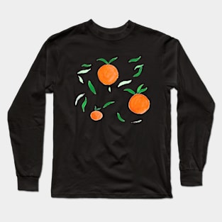 fresh oranges green leaves Long Sleeve T-Shirt